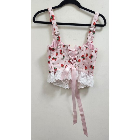 Dolls Kill X Strawberry Shortcake Meadow Greeting Corset Top M - Picture 5 of 9